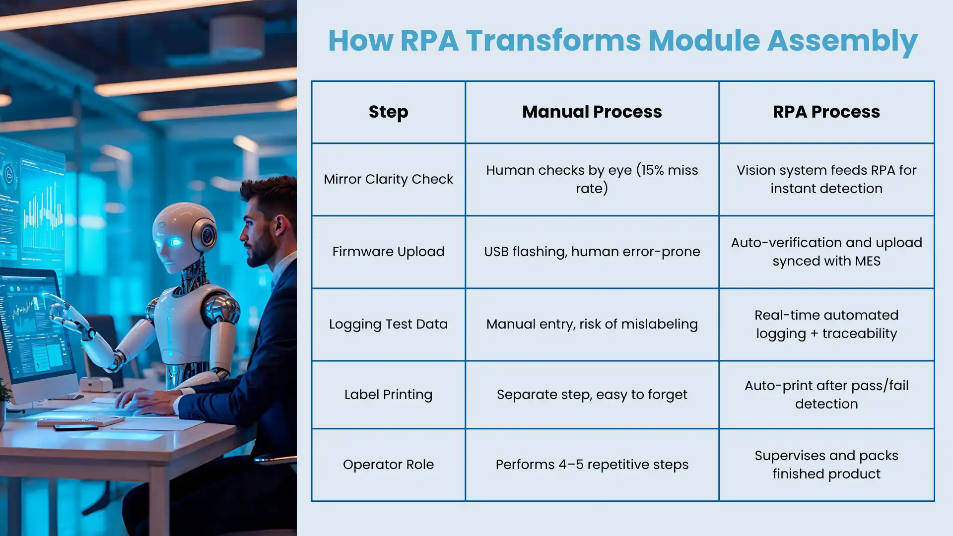 How RPA transforms module assembly - infographics